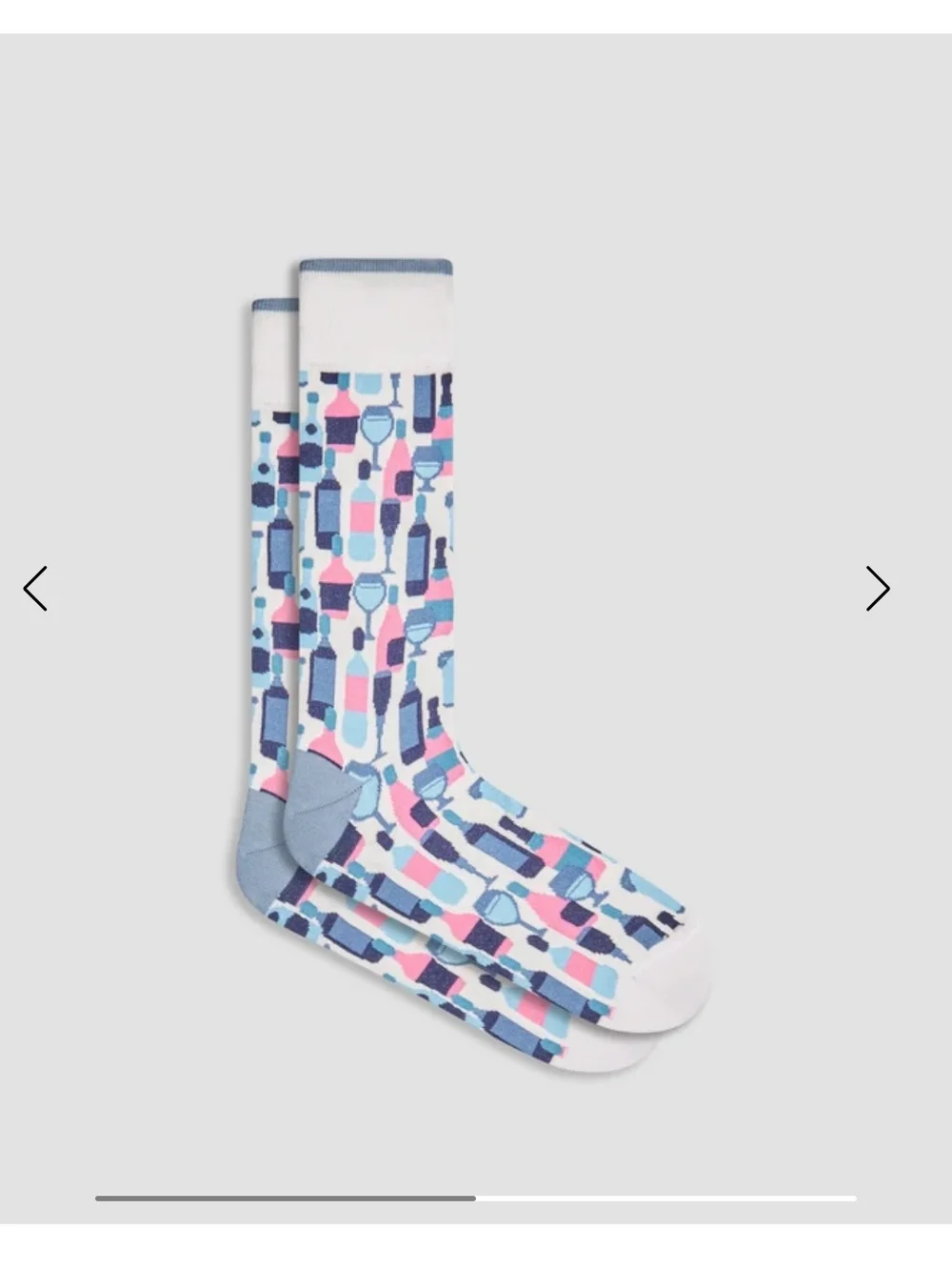 Bugatchi Bottle-Print Crew Socks in Blue, Pink & White